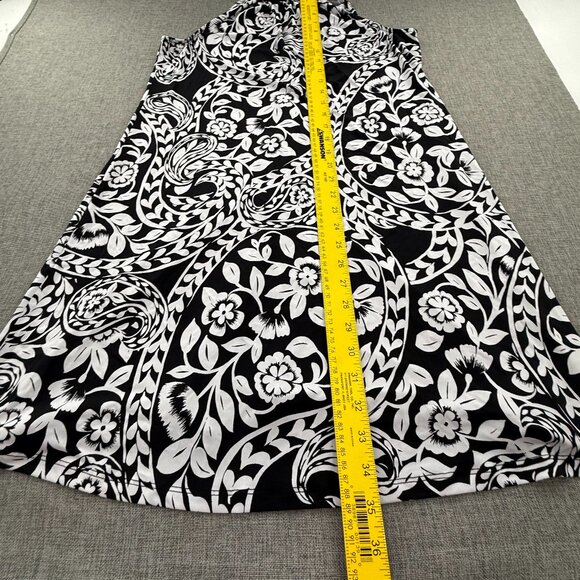 MSK Shift Dress high Halter Neck black & White Medium Floral Stretchy Sleeveless - Picture 4 of 11